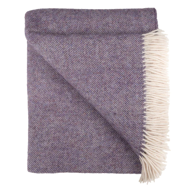 Southampton Herringbone Merino Wool Block Throw - Lavender 55x72