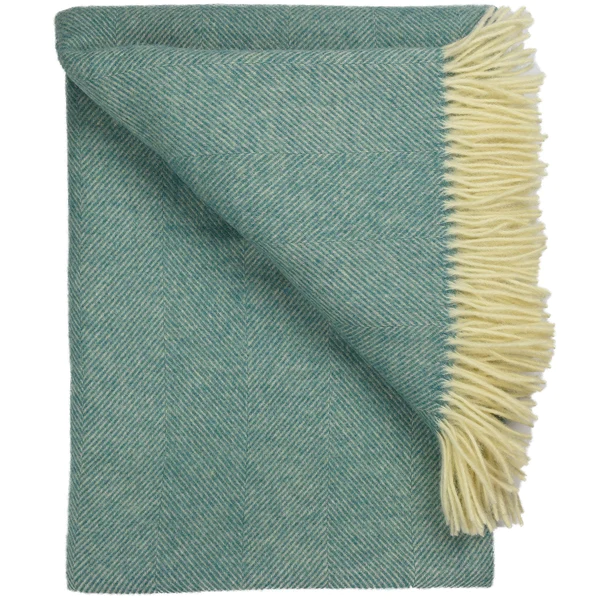 Southampton Herringbone Merino Wool Color Throw - Sea Glass 55x72