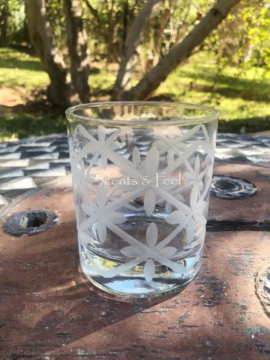 Set of 6 Drinking Glasses Carved Frosted White Petals -
12 oz.