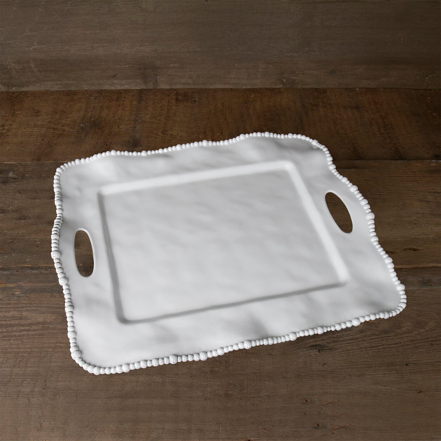 Alegria Rect Tray with Handle, White Pearl