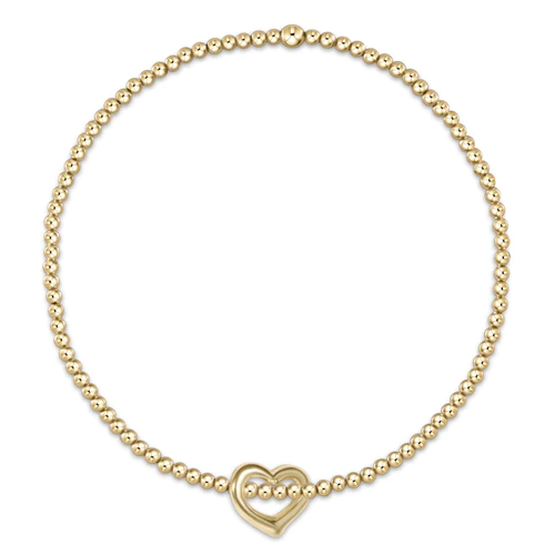 Classic gold 2mm bead bracelet - SM Gold Heart Charm