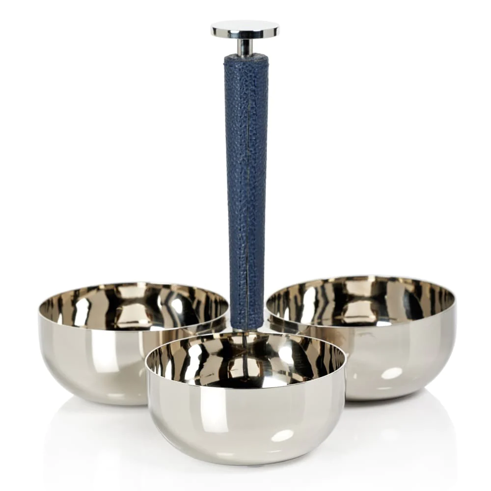 Laguna Nickel and Leather Condiment Set
