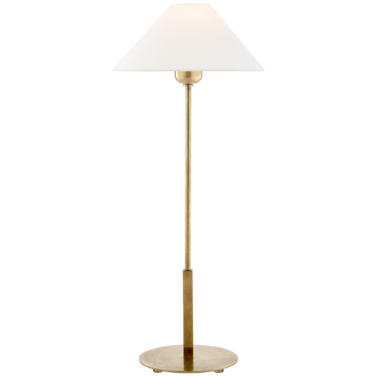 23" H Hackney Table Lamp in Antique Brass with Linen Shade