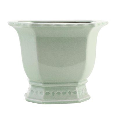 Green Octagon Planter Small 9.5 x 8H