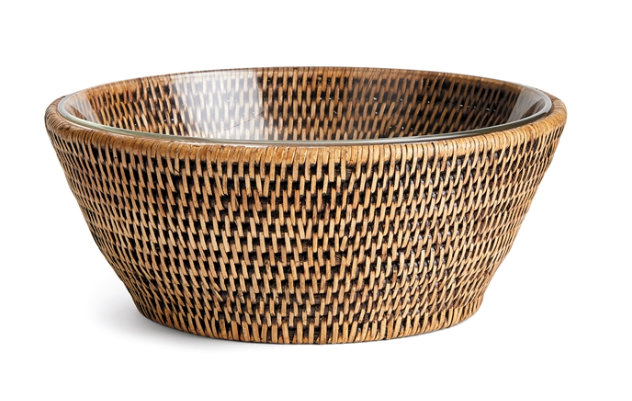 Burma Rattan Serving Bowl, Brown, 10.75"