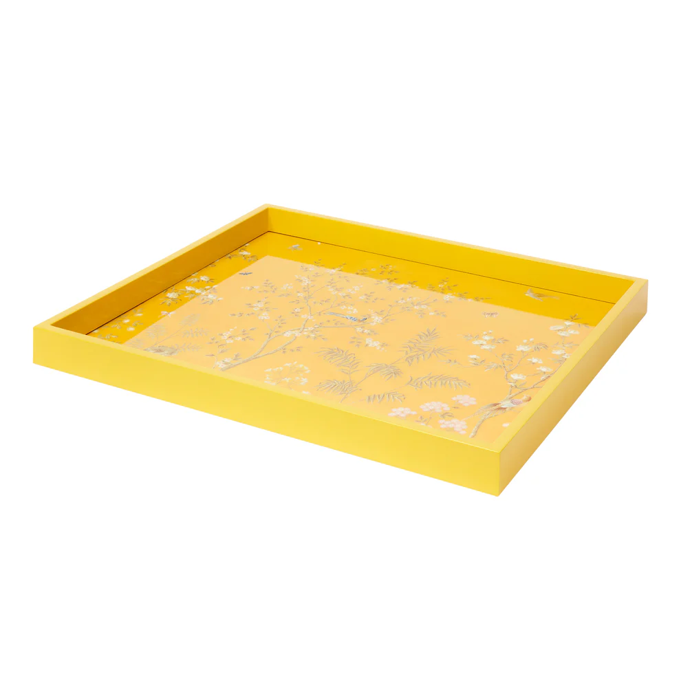 Yellow Medium Chinoiserie Tray, 16"x14"