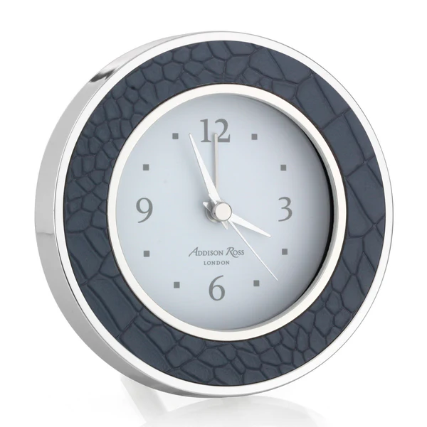 Blue Croc Silver Clock
