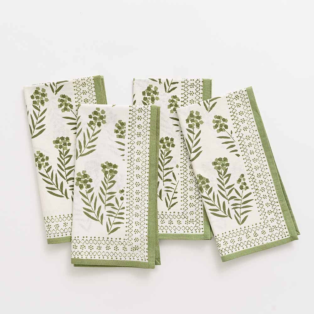 Pholx Green & White Napkin Set of 4
100% Cotton