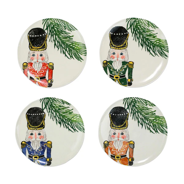 Nutcracker Salad Plates Set-4 Assorted Colors