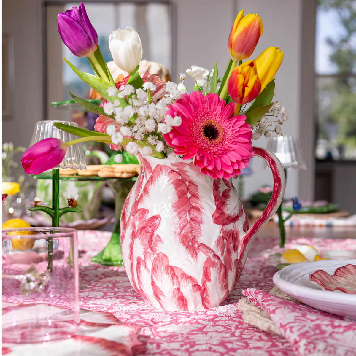 8 Inch Compagnia Pitcher, Pink Radish