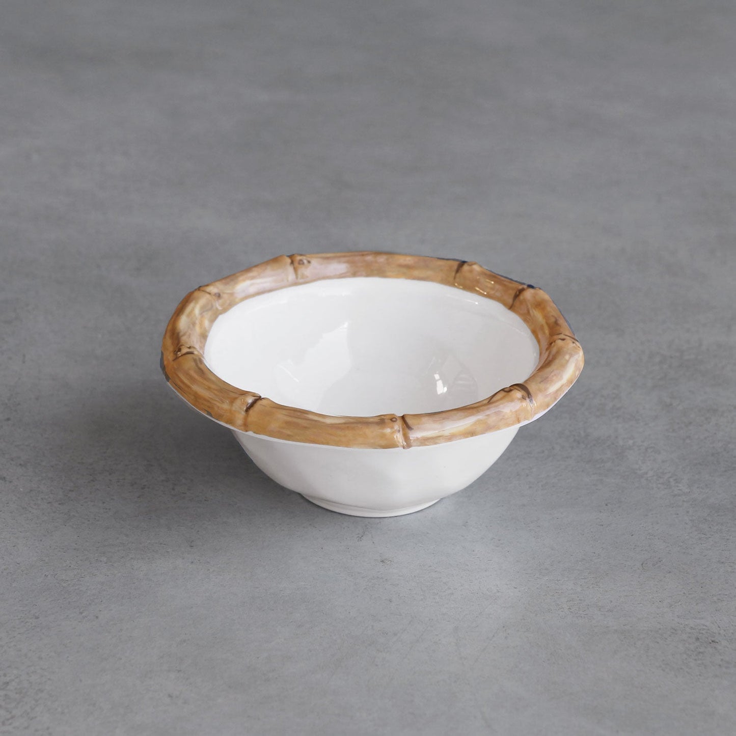Melamine Bamboo Mini Bowl, White and Natural