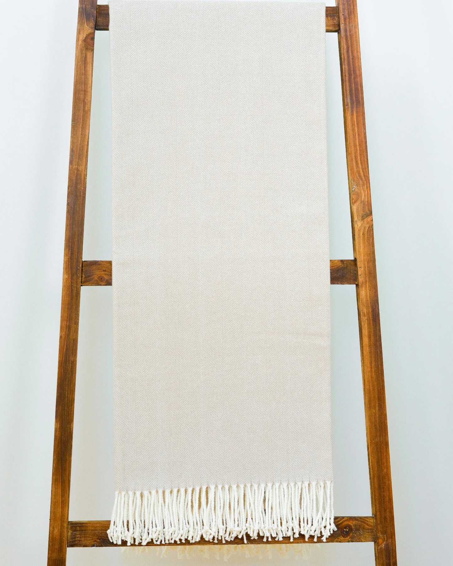 Bisque Adirondack Herringbone Throw With Fringe 50x70