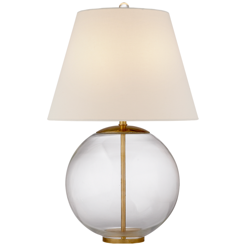 Morton Table Lamp in Clear Glass w/ Linen Shade 24"x16.5"