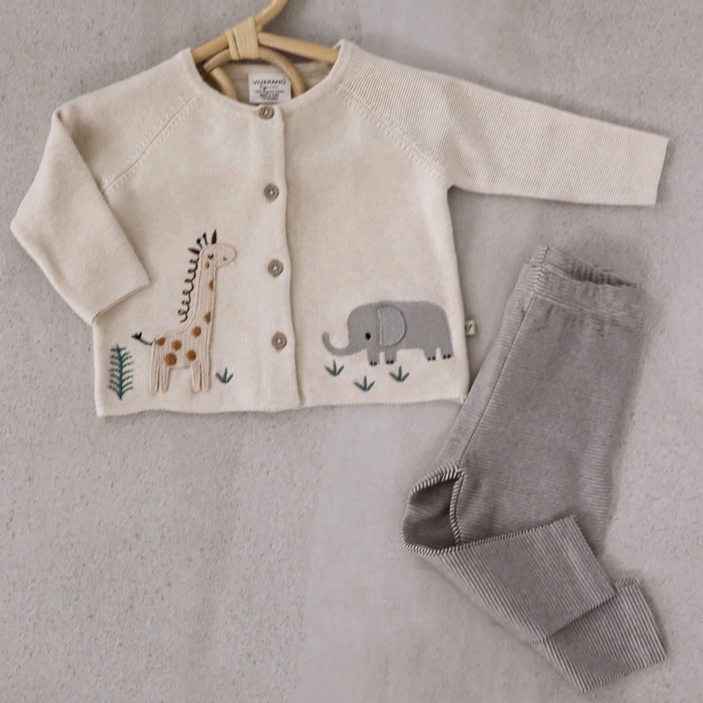 Animal Safari Embroidered Cardigan Sweater, Natural. Sweater Shown in 6 to 12 months. Call for available Sizes, 303-744-7464