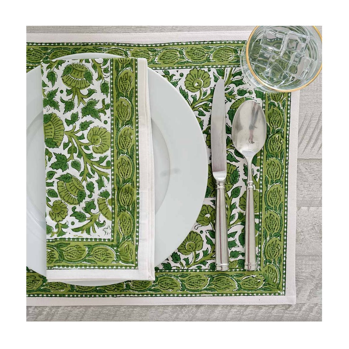 Set of 4 Jade Blossom Napkins