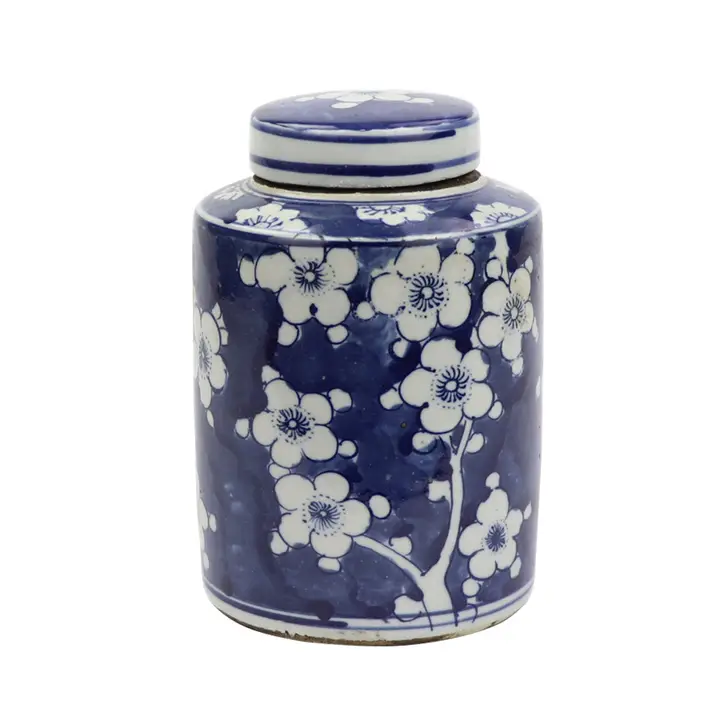 Blue & White Mini Tea Jar, Blue Plum