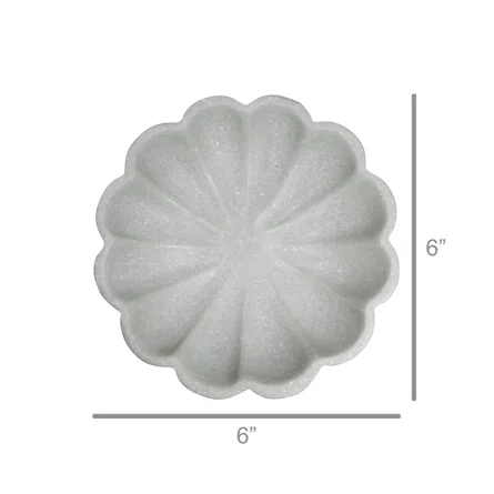 Marble Flower Bowl White 7"