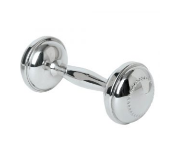 Pewter Dumbbell Rattle, Beaded