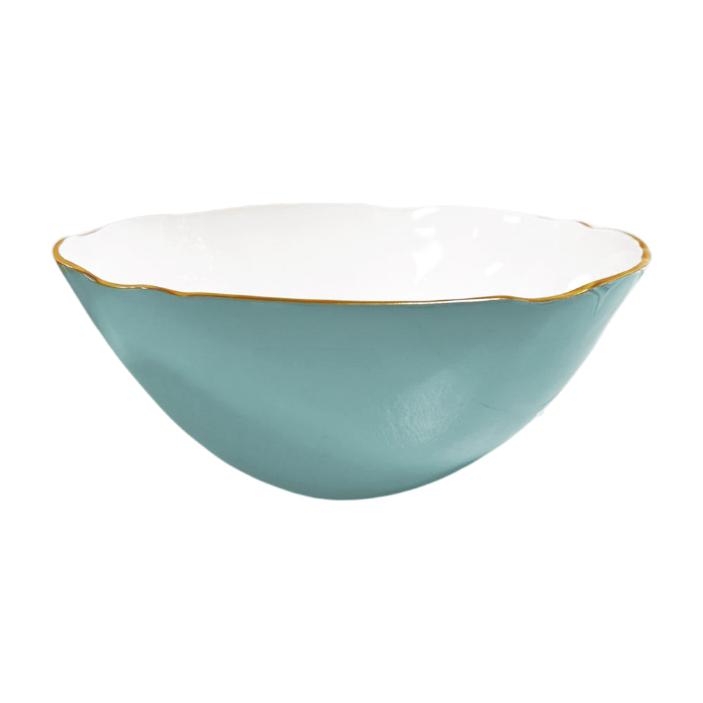 Turquoise & WhitevEncanto Demeter Large Bowl -
13" L x 12.5" W x 5.75" H