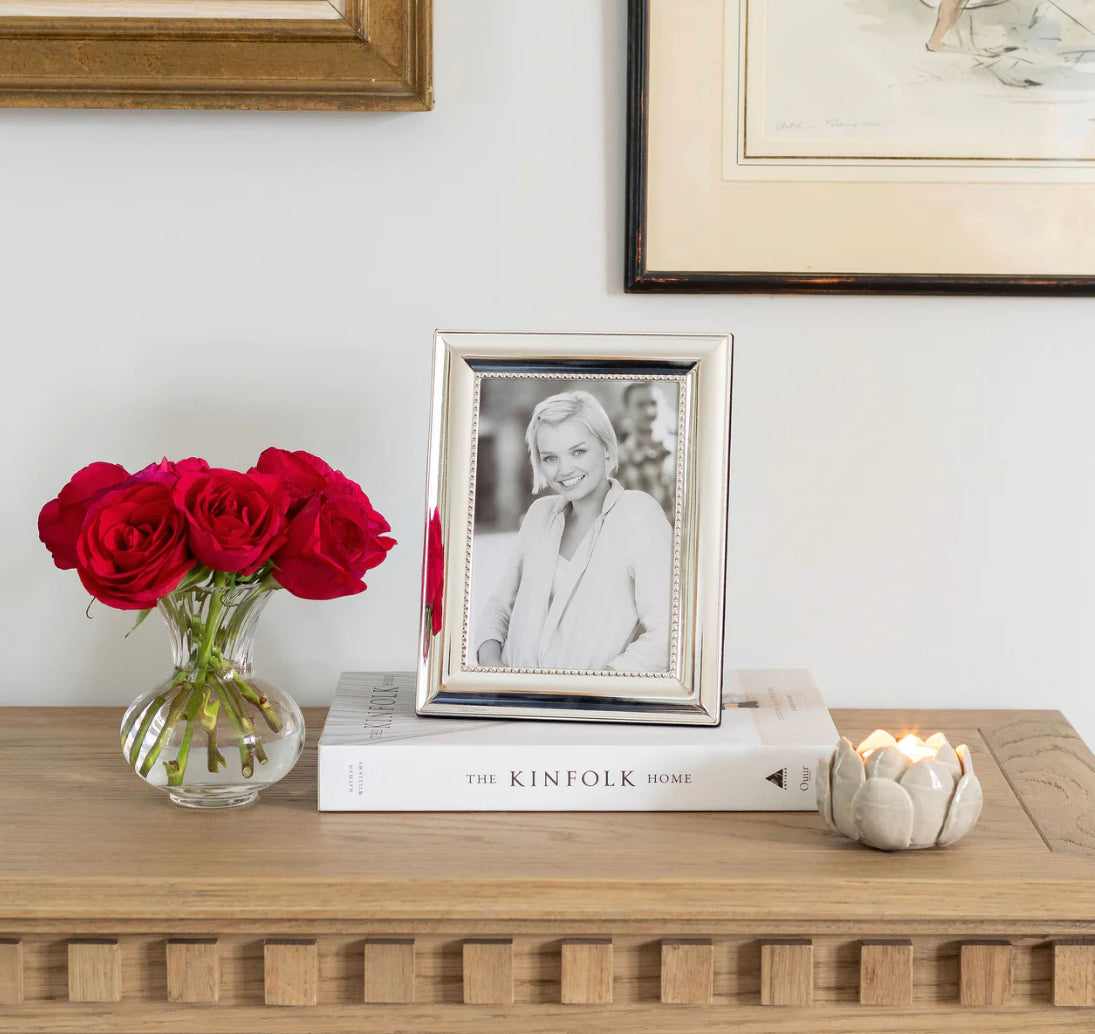 Beaded Silver Plate Frame 5x7