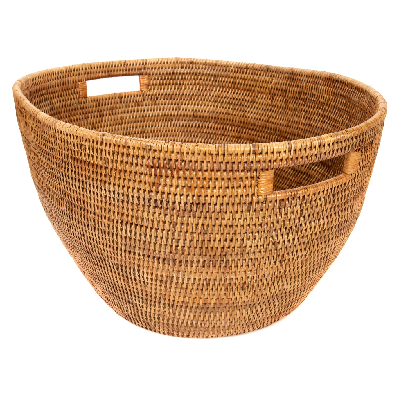 Rattan Laundry Basket with Cutout Handles