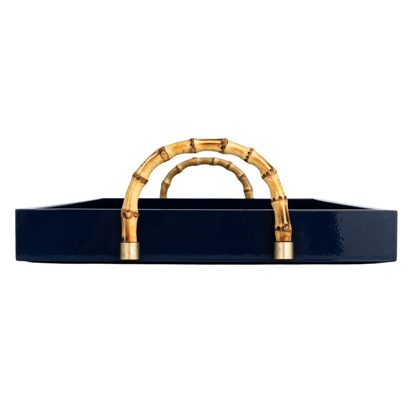 Navy Lacquered Tray w/ Bamboo Handles
