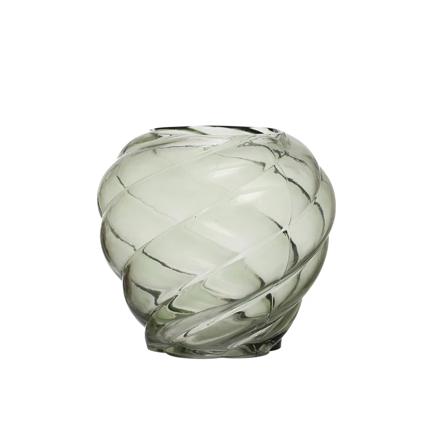Round Glass Swirl Vase