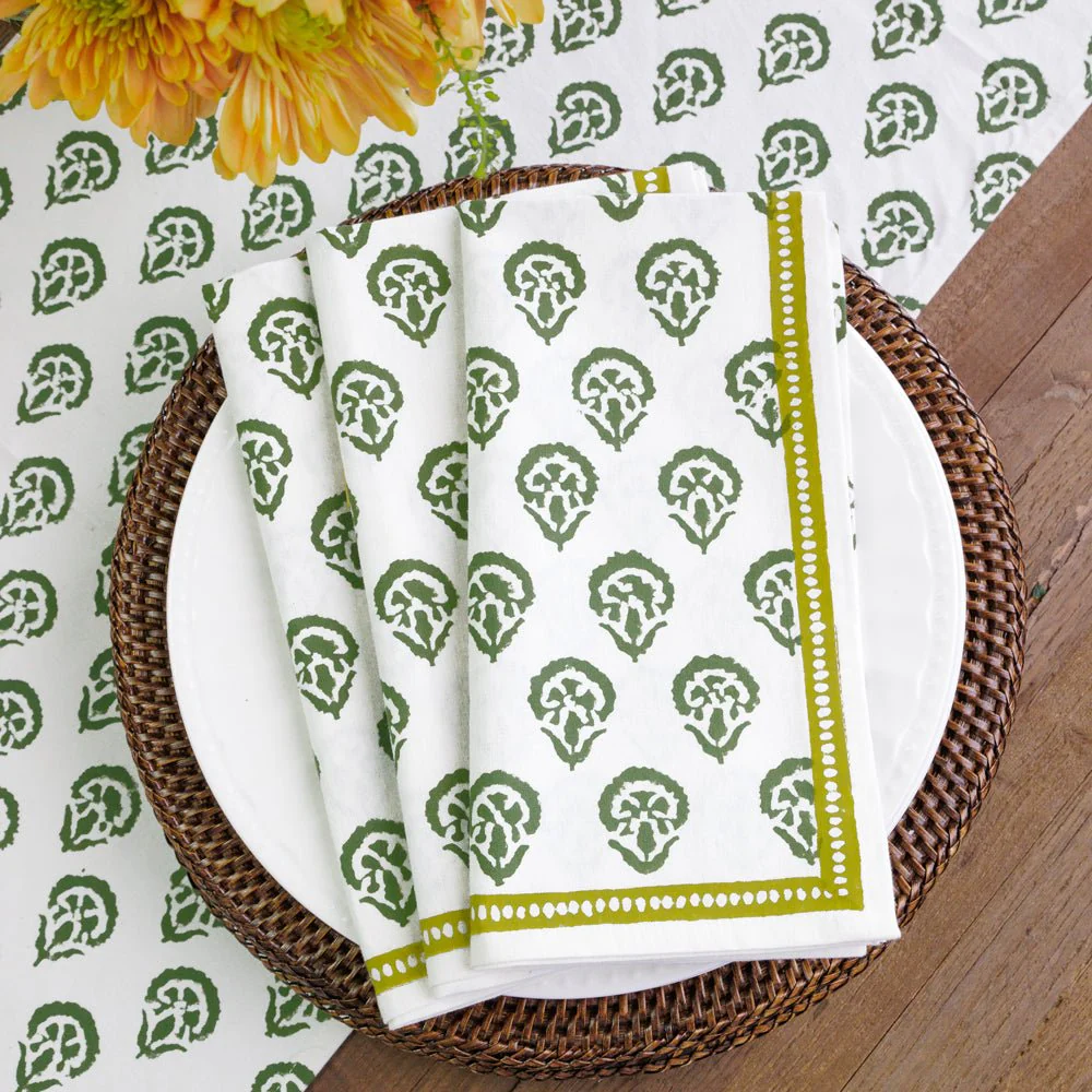 India Hicks Carnation Napkin - Hunter Green