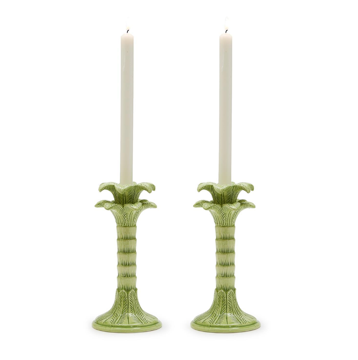 Palm Candlestick Holders, Set of 2