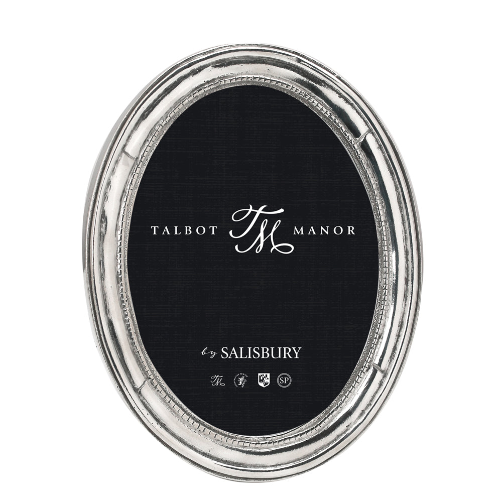 Caroline 5 x 7" Oval Beaded Pewter Frame