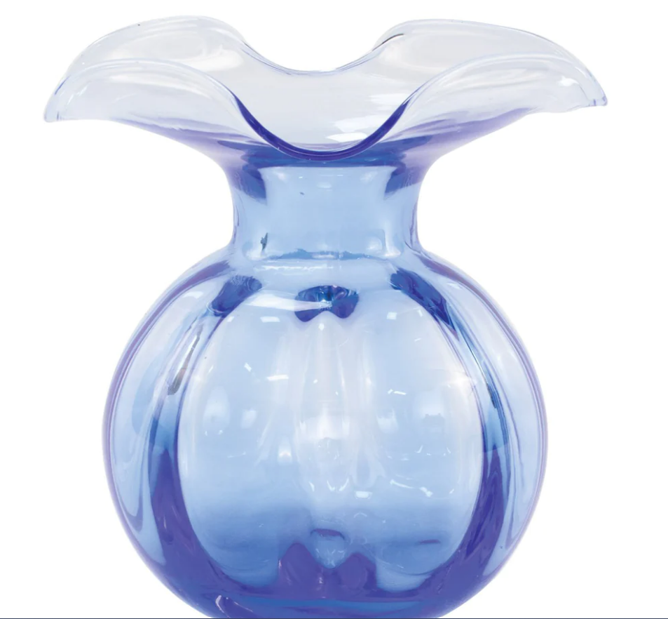 Vietri Hibiscus Glass Cobalt Medium Fluted Vase