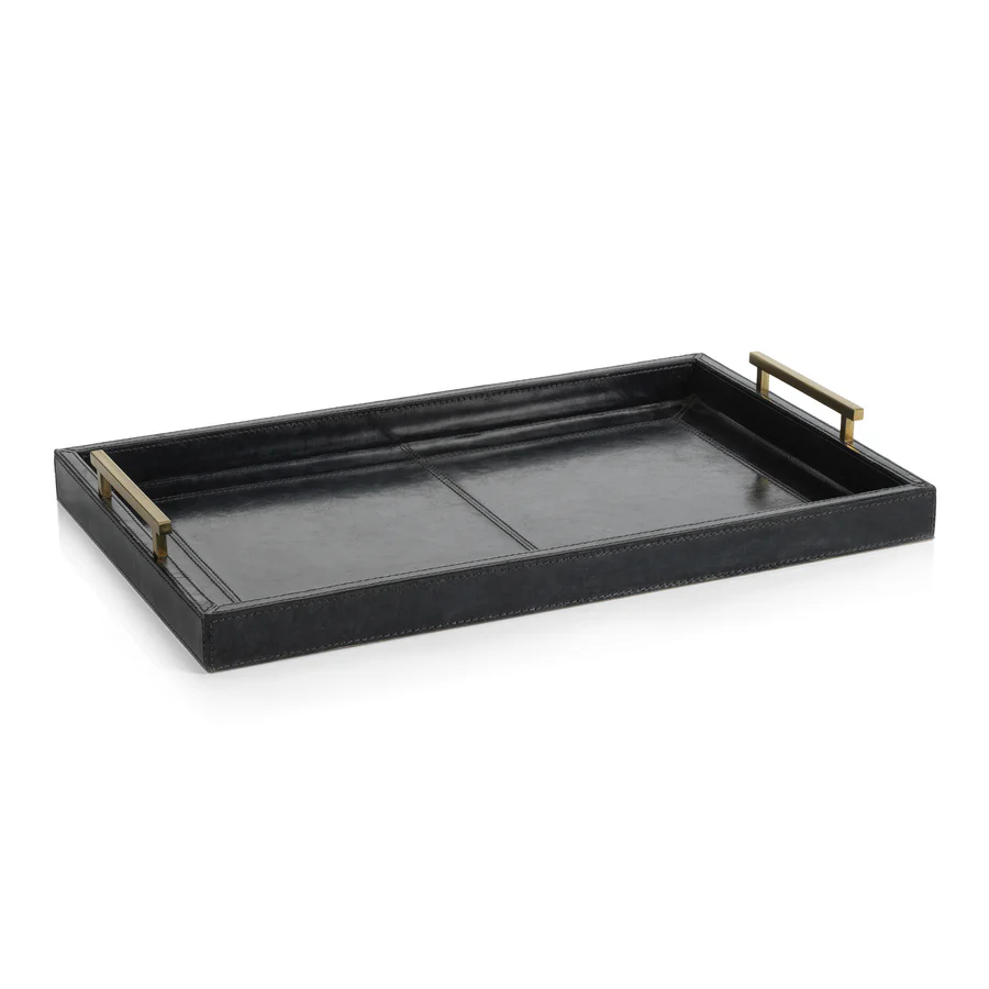 Savoy Blue Leather Tray 22"x14"