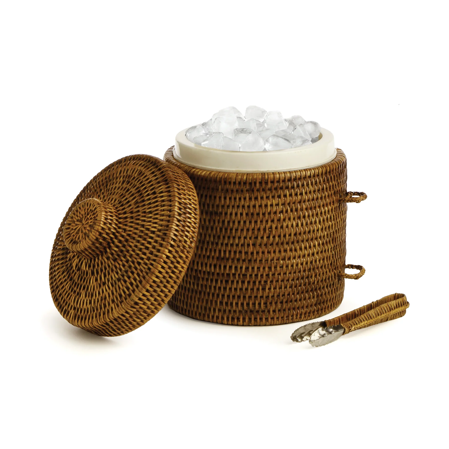 Insulatled Rattan Ice Bucket with Tongs
