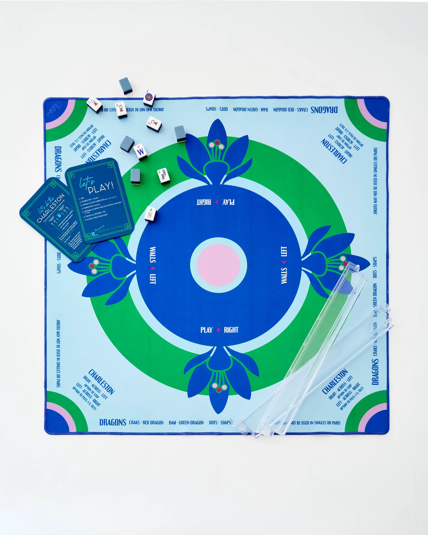 Preppy Soiree Mahjong Mat, Blue