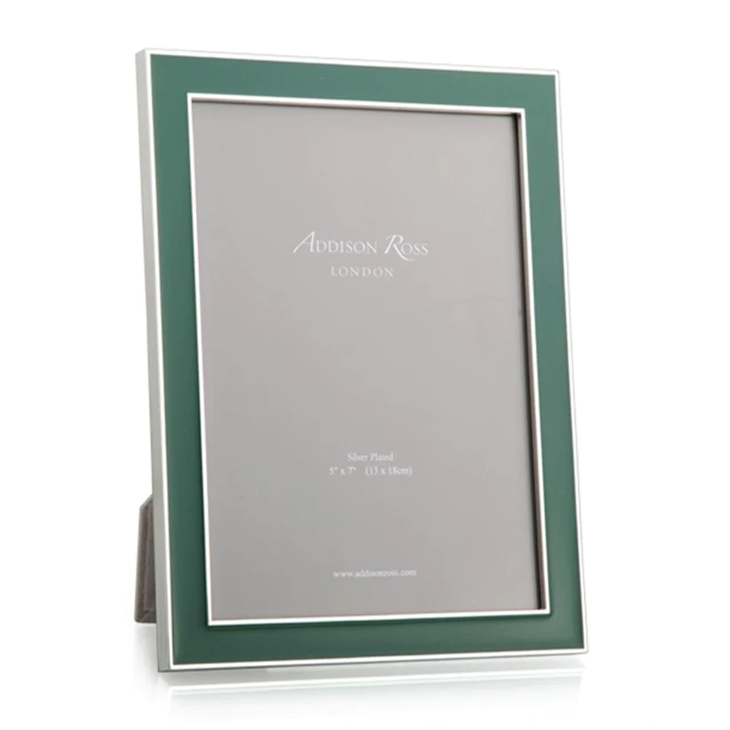Fern Green Enamel and Silver Trim Frame - 5x7