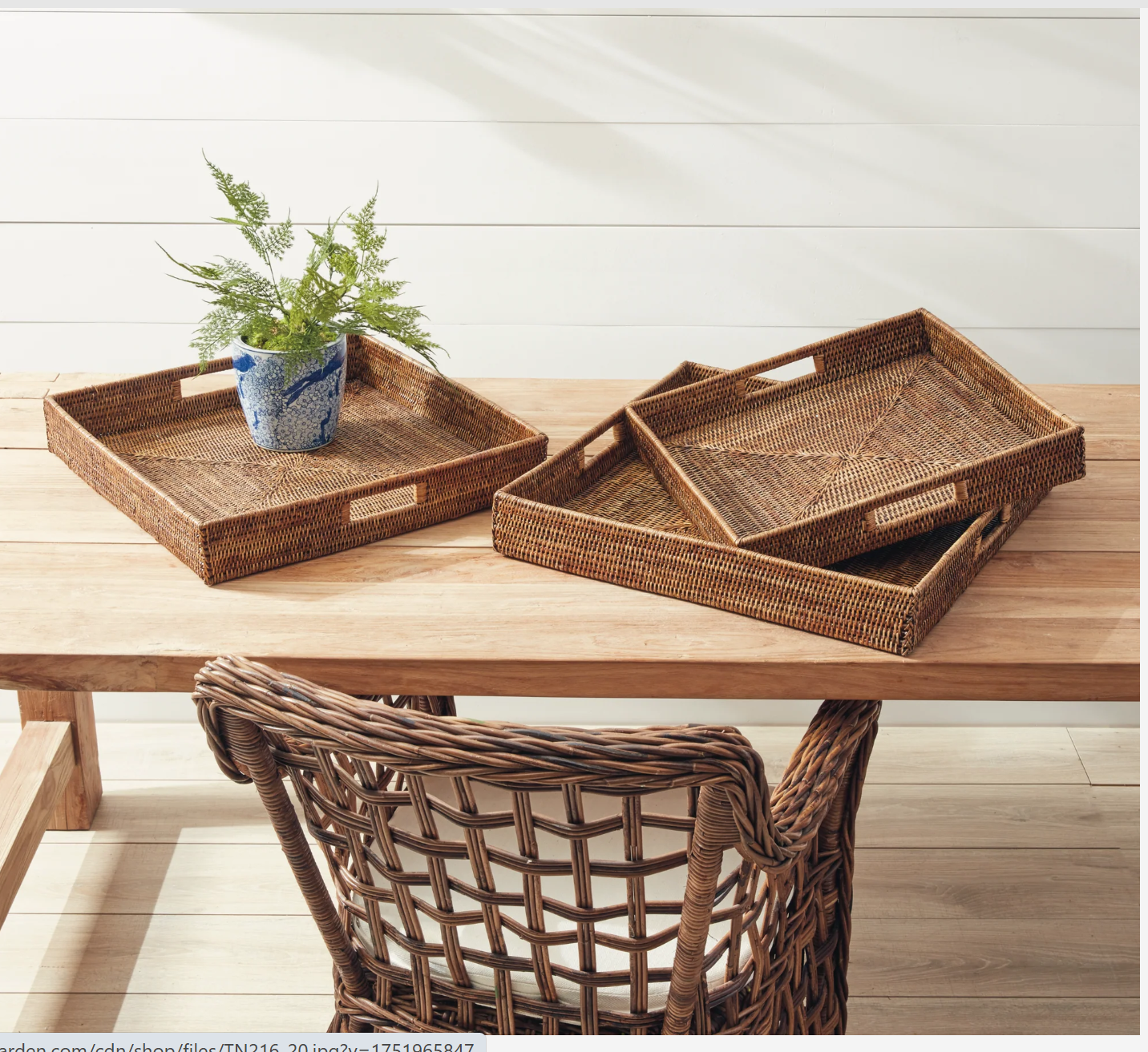 Large Burma Rattan Ottoman Tray 21.75 Square