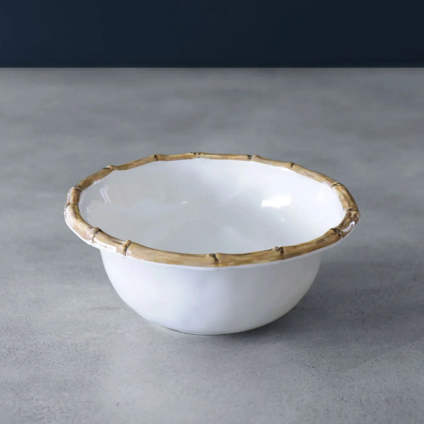 Melamine Bamboo Cereal Bowl, Set of 4 (White and Natural)