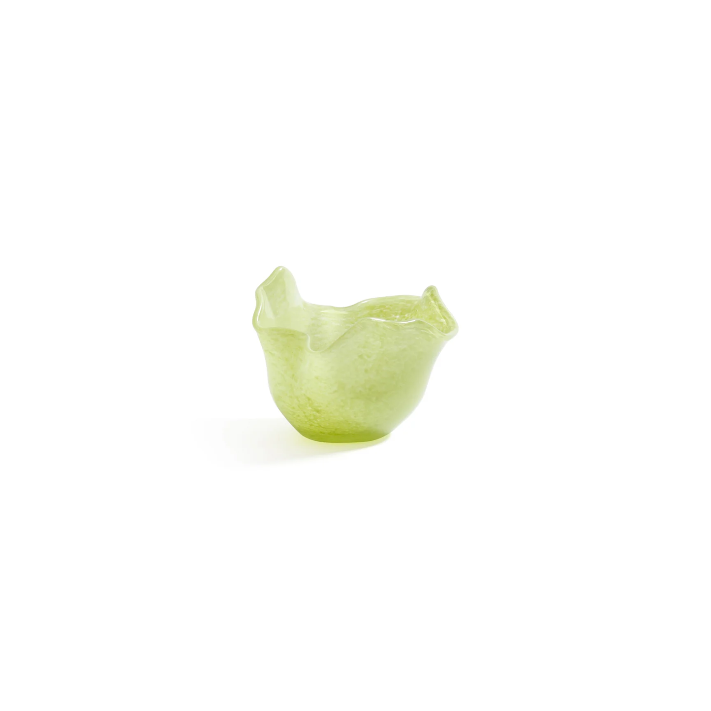 Wavy Bowl Glass Tealight Holder, Green