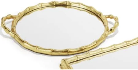 Bamboo Mirrored Tray A/2, 2 Designs, Round & Rectangle