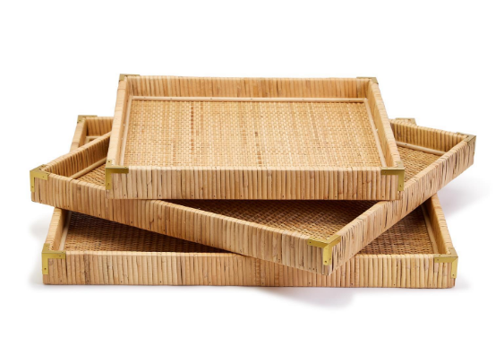 Natural Rattan 16 in. Square Tray