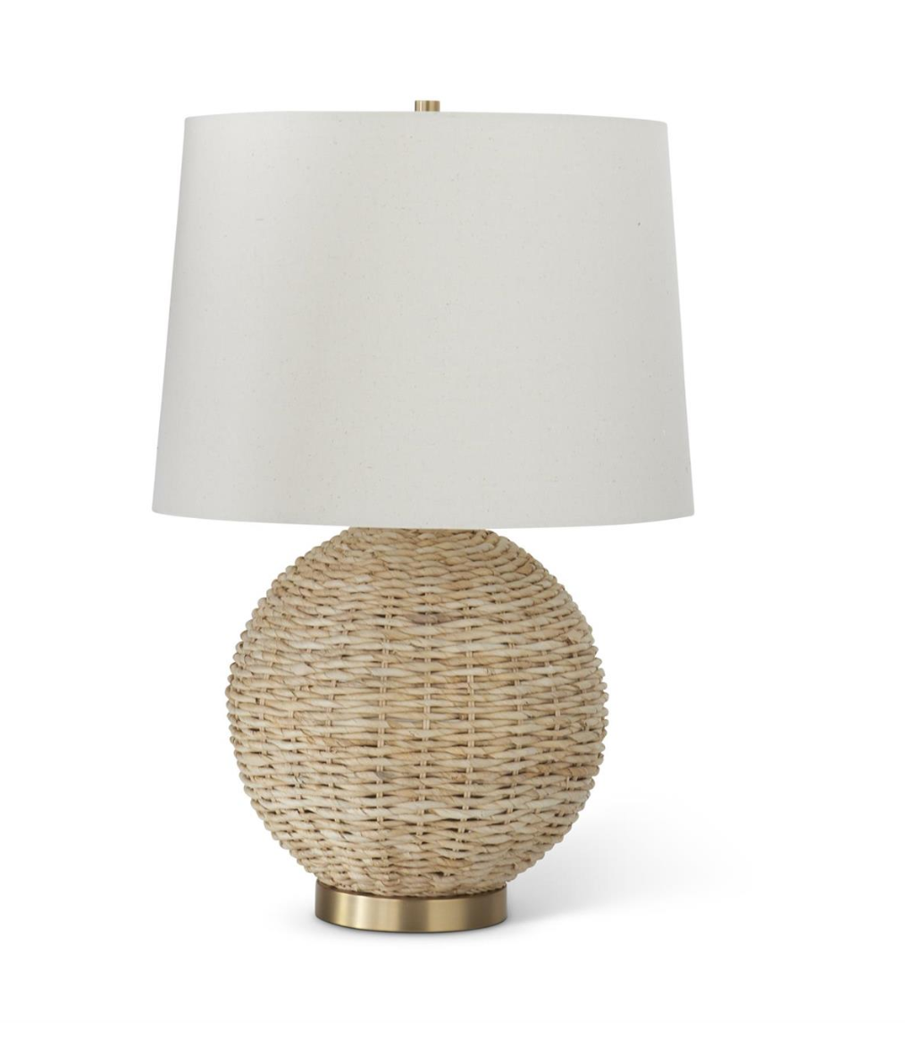 Rattan Woven Lamp w/Cream Shade