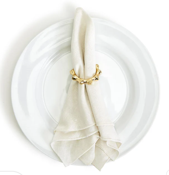 Golden Bamboo Napkin Rings (Set of 4)