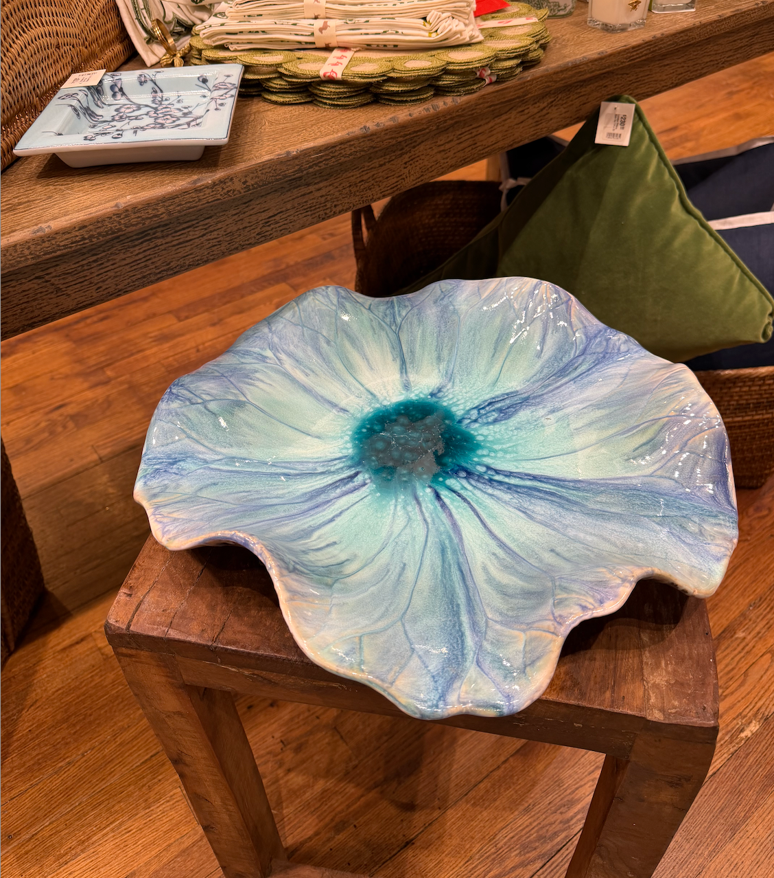 Lotus Leaf Turquoise Plate, 17"
