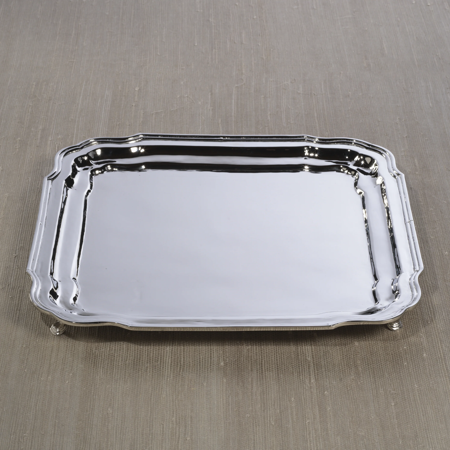 Alsace Elegant Brass Tray, Polished Nickel
