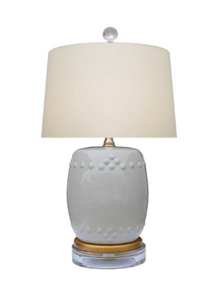 Gray Stool Lamp w/ Crystal Base 17"