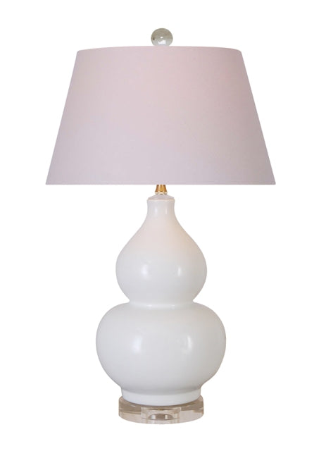 White Gourd Lamp w/ Crystal Base