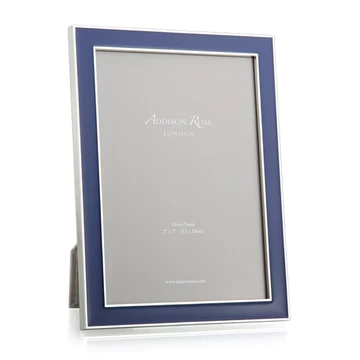 Silver Trim Navy Blue Enamel Frame - 4x6