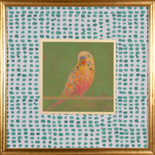 Break Giclee Custom Framed Art - Green Parrot 17x17