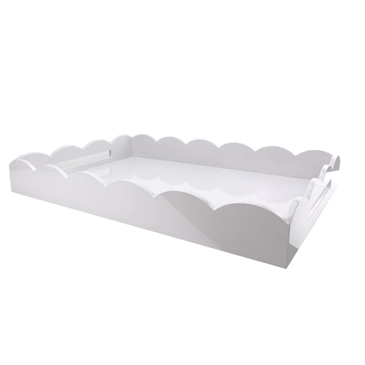 White Scalloped Edge Rectangular Tray 11x8