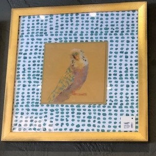 Pause Giclee Custom Framed Art - Yellow Parrot 17x17